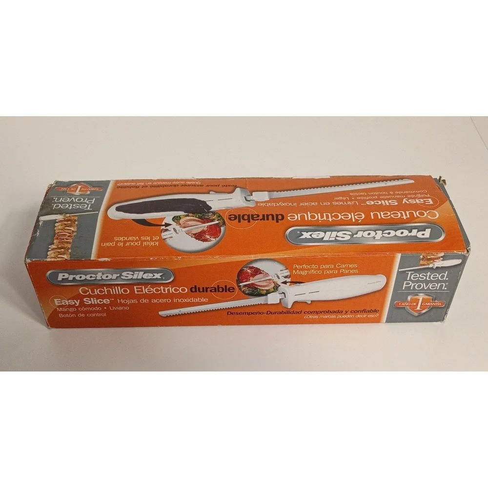 Proctor Silex Durable Electric Knife 74311Y Easy Slice Stainless Steel Blade/BOX